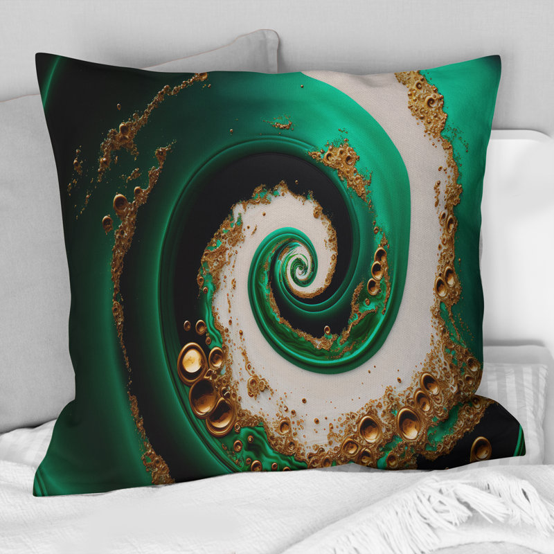 Coussin décoratif vert et or I - Crashing Waves