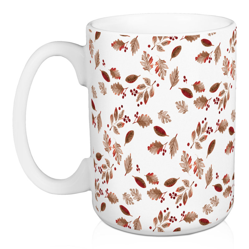 Grande tasse à café brune à motif aquarelle