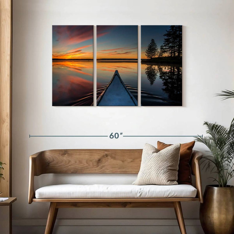 Senne Canoeing At Sunset, 28" H x 45" W