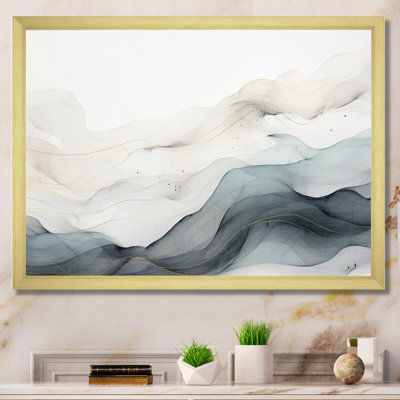 Janluis Blue Grey Line Art Conceptual Abstract II On Canvas Print