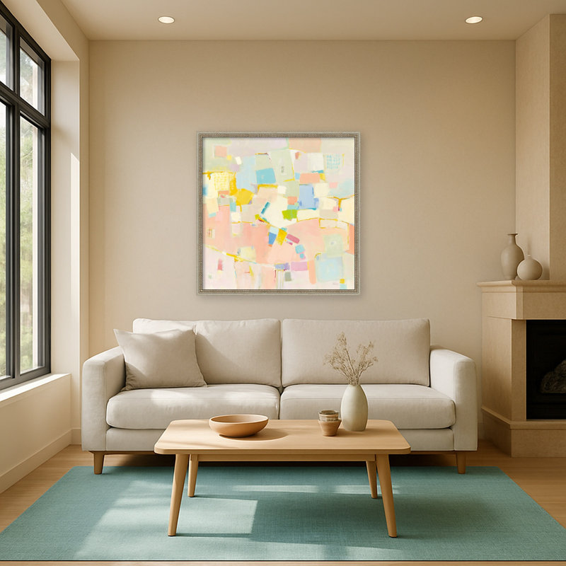 «Block Party» par Phyllis Adams, reproduction d'art sur toile encadrée, Argent Castellan