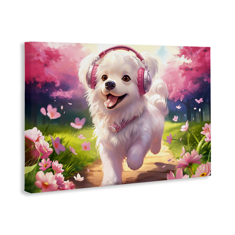 Toile «Happy Puppy On A Walk», conception par Image World, H 30 po x l 45 po