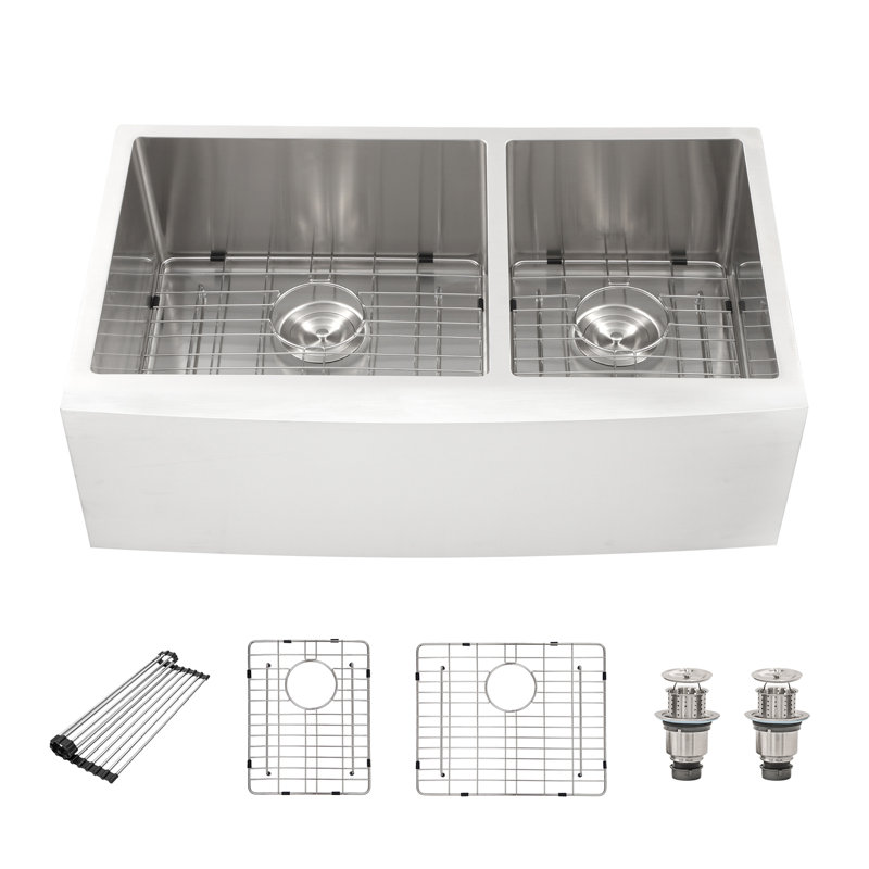 Évier de cuisine double 33 po x L 21 po Farmhouse 