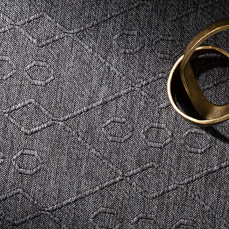 Brenly Geometric Machine Washable Non Skid Indoor Area Rug - Dark Gray , Rectangle 7'9" x 10'3"