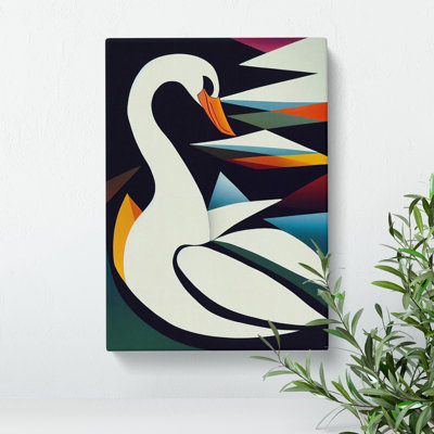 Swan In Abstract No.4 - Wrapped Canvas
