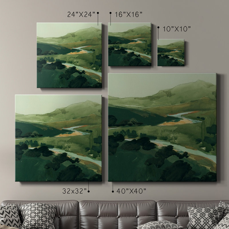 «Winding Green River II», toile tendue avec châssis de qualité supérieure - prête à être accrochée