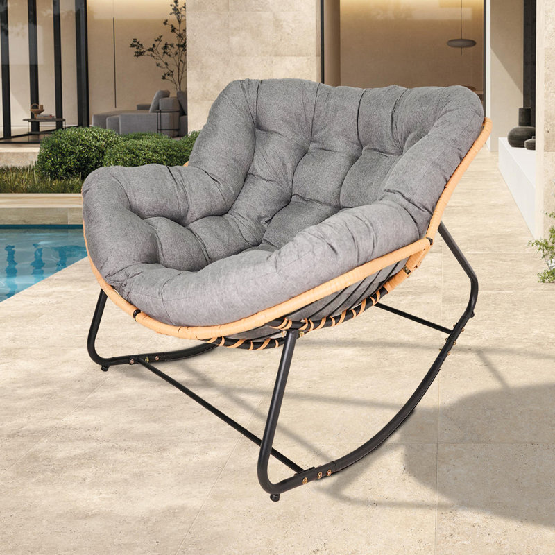 Chaise berçante en osier pour l'intérieur, Gris