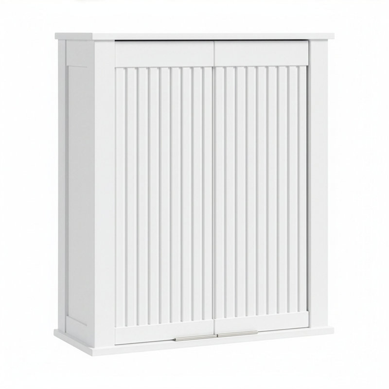 Through Lines Wall Mounted Bathroom Wall Cabinet, White