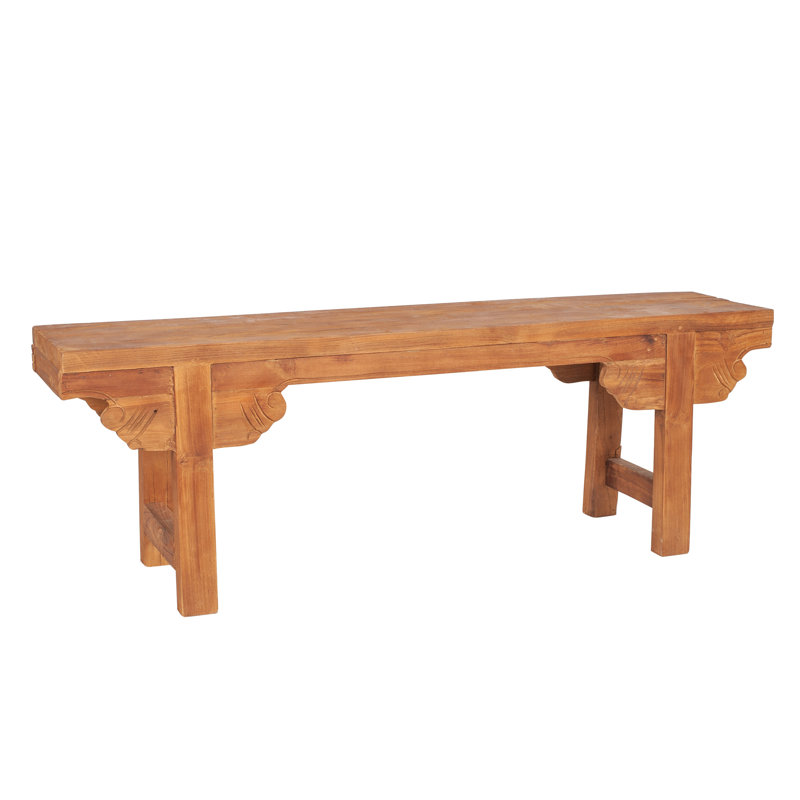 Banc en bois massif naturel sculpté
