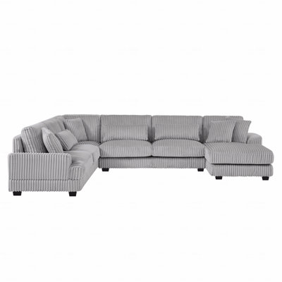 Basic Sectional Sofa, 129" Oversized  Sofa U-Shaped Sofa Couch Modern Sofa Upholstered In Soft Corduroy With A Chaise Lounge