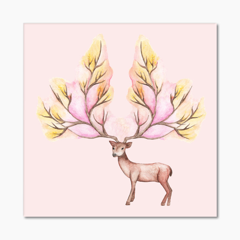 Deer Winter - on, H 16 po x l 16 po x P 1 po, Toile tendue