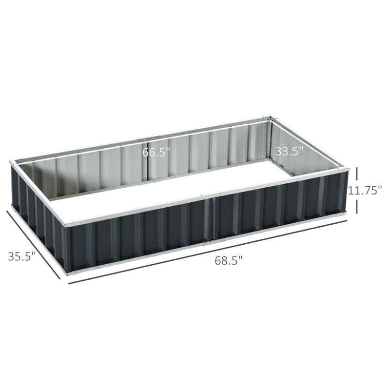 Large Dark Gray Metal Raised Garden Bed for Outdoor Spaces