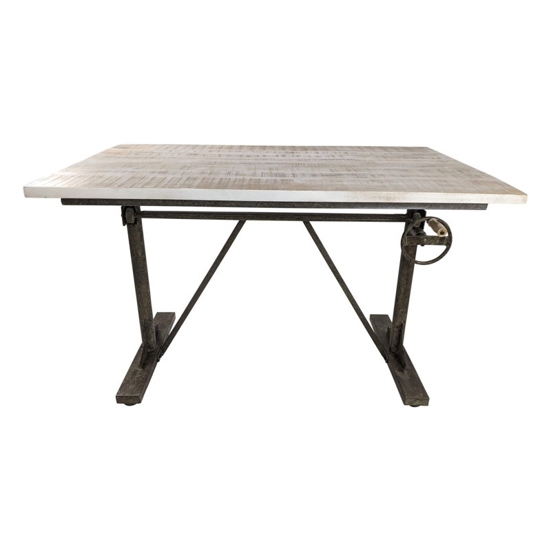 Bureau debout ajustable à tréteaux gris clair et gris anthracite