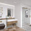 Cozy l 30 po x H 36 po Miroir de salle de bain mural moderne encadré en or brossé-514696194-515628769