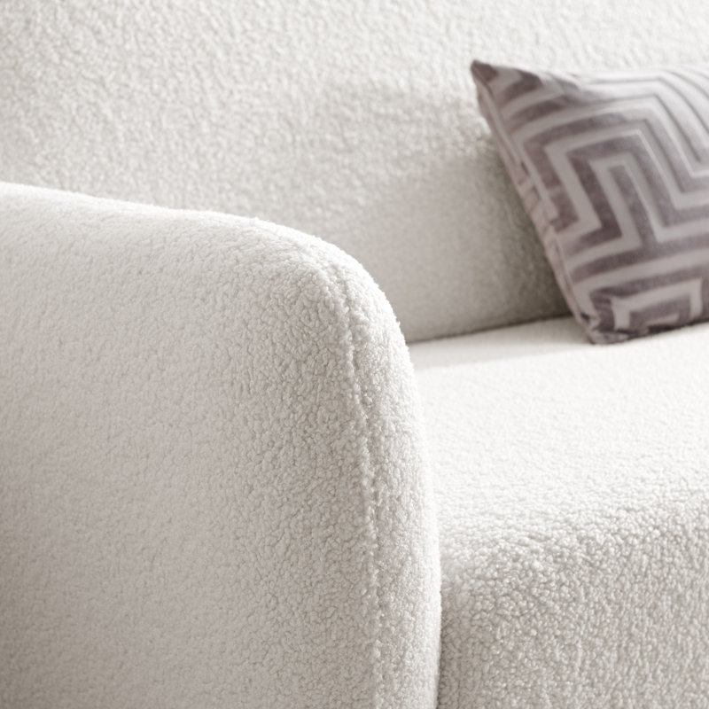 Tolly Seater Sofa Modern Deco Design - Soft Touch Luxury Velvet Retro Accent Chair In a Box, 2, White Boucle