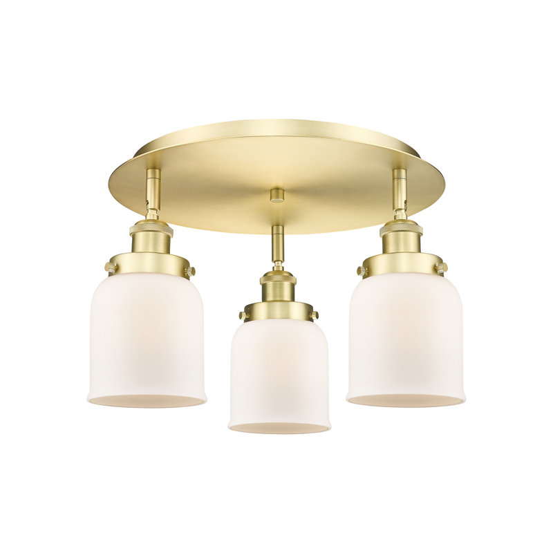 Bejtullah Glass Flush Mount, Satin Gold, Matte White
