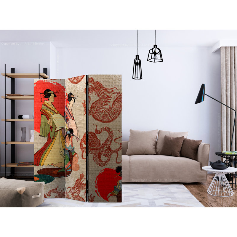 135cm W x 172cm H 3 - Panel Wood Folding Room Divider