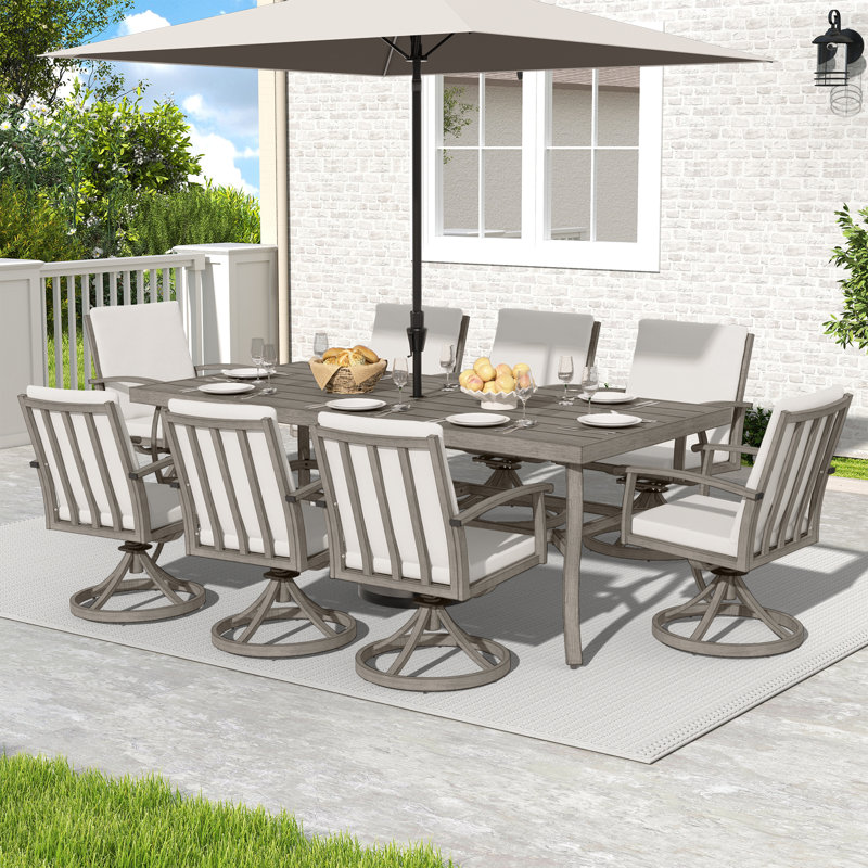Leigh 8 - Person Patio Dining Set with Rectangular Table , Cushions Included