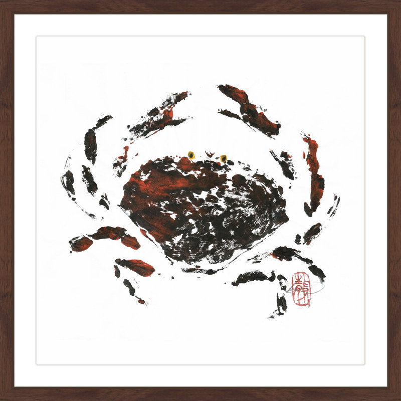 Hidden Crab Black and Brown Framed Canvas Print