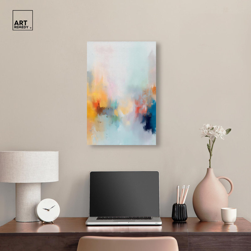 Décoration murale colorée Faded Rainbow Echoe par Art Remedy, H 24 po x l 16 po, Toile tendue avec châssis