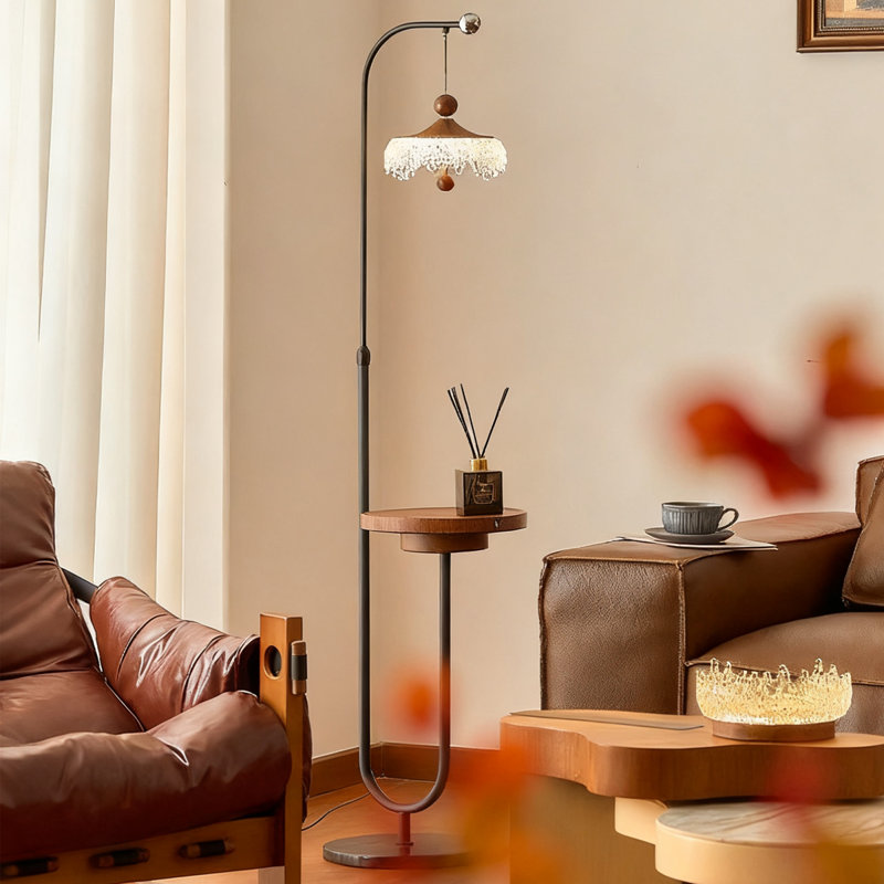 Étagère de rangement avec table d'appoint intégrée, lumière ambiante pour la chambre à coucher