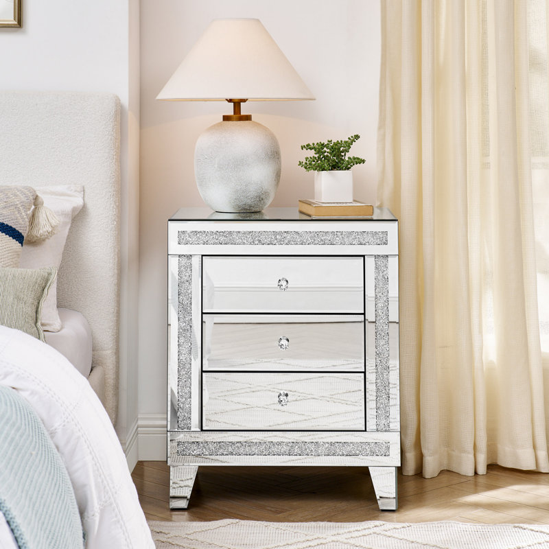 Mirror Three Drawer Cabinet,Multi Functional Storage Cabinet