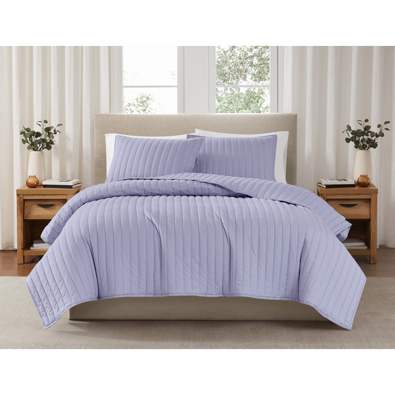 Ensemble de courtepointe standard en coton, Courtepointe pour lit simple + 1 taie décorative , Brun