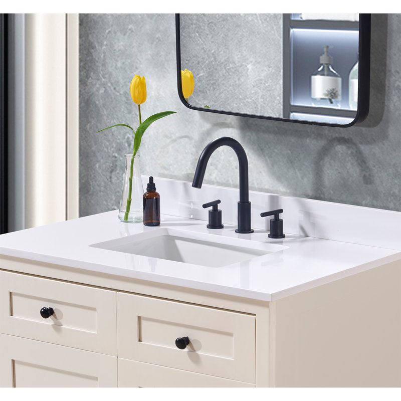 Plateau de meuble-lavabo simple 37 po Andalo en blanc neige avec lavabo Andalo