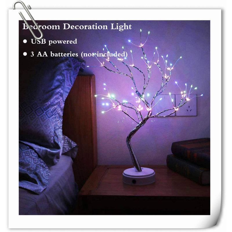 20" 108 LED Tabletop Bonsai Tree Light, Sparkly Fairy Spirit Tree Lights, Battery/USB Operated, DIY Artificial Tree Lamp For Bedroom Desktop Christmas Indoor Decoration Lights (Colourful)