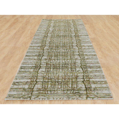 One-of-a-Kind 2'6" X 11'9" New Age Runner Area Rug in Gray