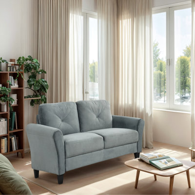 Velours 2 places Arnav confortable pour le bureau ou la petite chambre à coucher, avec des pièces amovibles, des coussins épais et un salon intérieur élégant, avec des éléments esthétiques