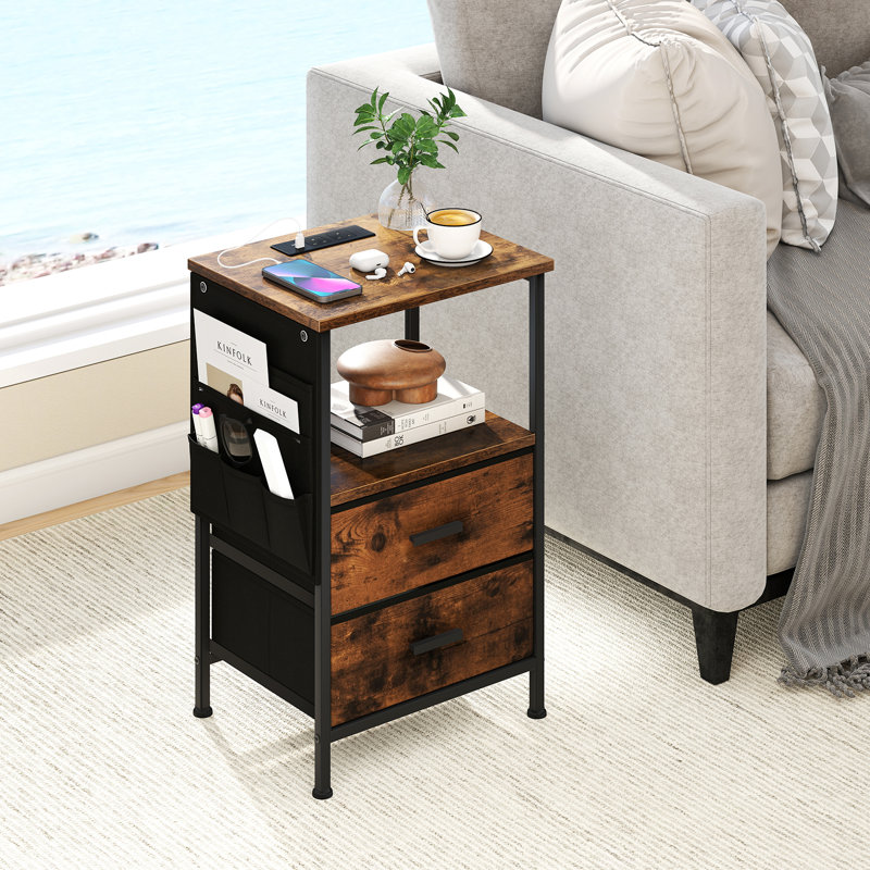 38cm W Metal Bedside Table