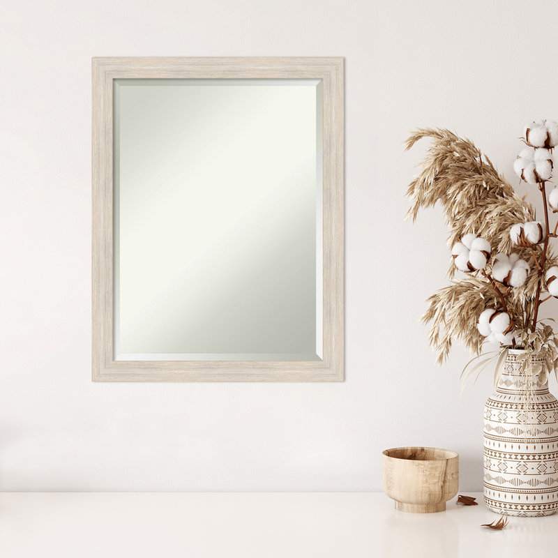 Modeste Flat Mirror, 27" x 21", Distressed White