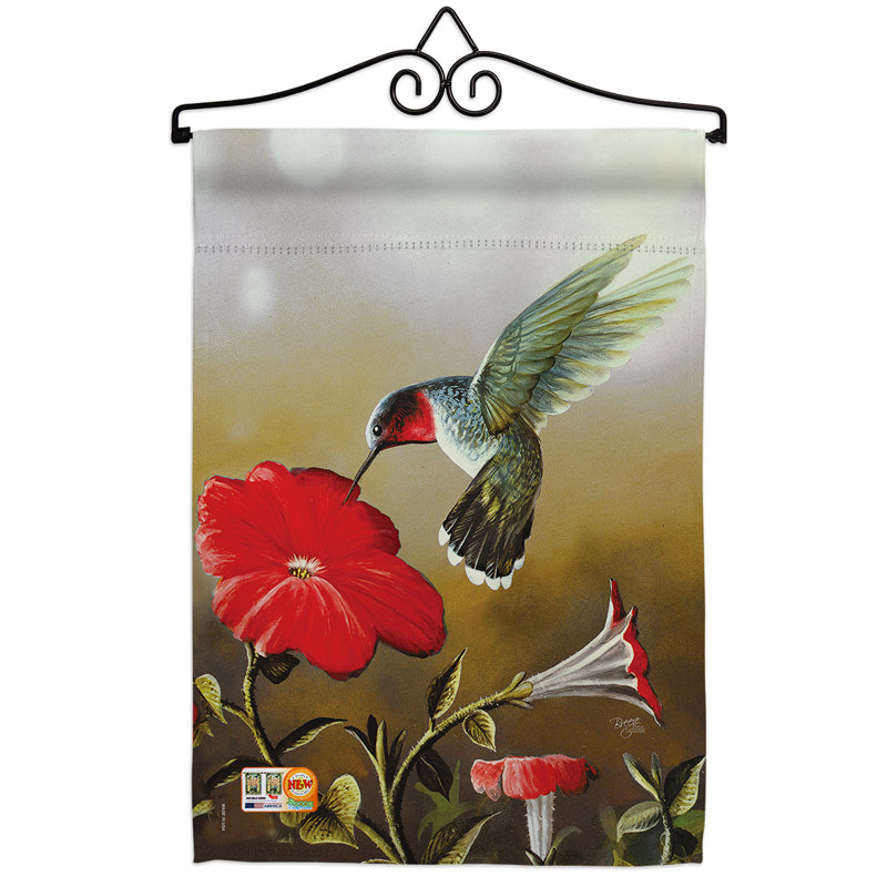 Coussin décoratif en polyester 2 faces 18 x 13 po rubis hummingbird ensemble de drapeaux