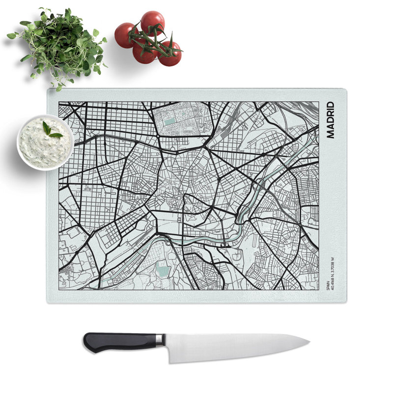 Map Madrid Spain Chopping Board, 20cm W x 28.5cm L