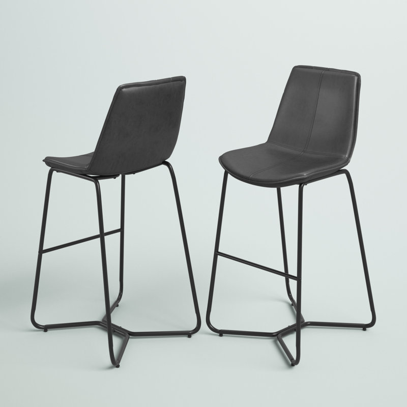 Tabouret de bar et de comptoir Alivia, Similicuir gris, Tabouret de bar (siège de 30 po de hauteur)