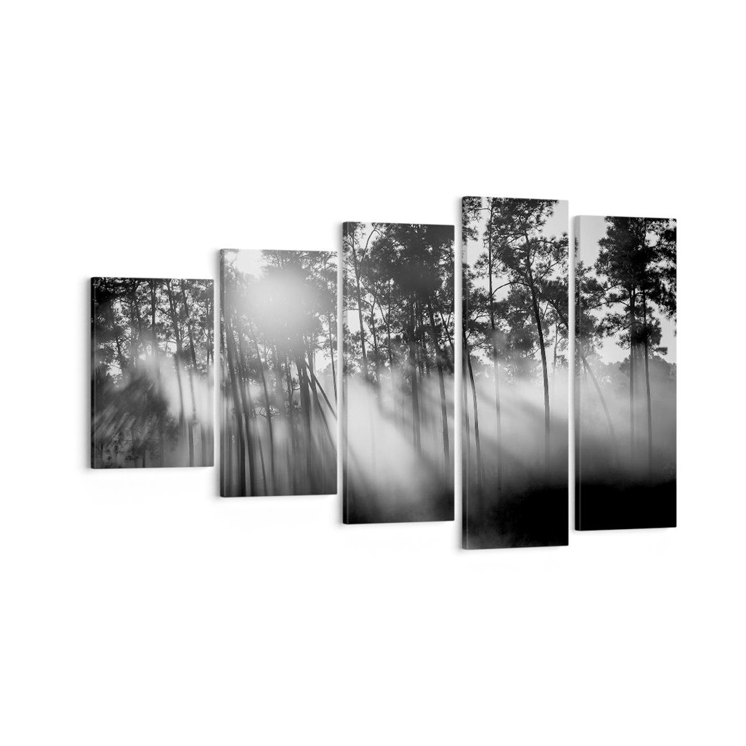 5-tlg. Leinwandbilder-Set Forest Pine Sun