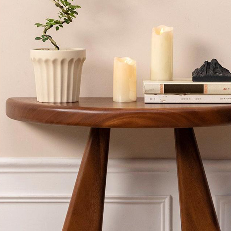 Table d'entrée moderne semi-circulaire, Noyer clair, H 31,5 po x l 23,6 po x P 11,8 po