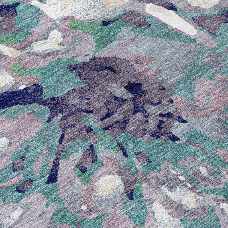 Tapis floral intérieur / extérieur lavable à la machine Molewski ACN2340, Rond 8 pi