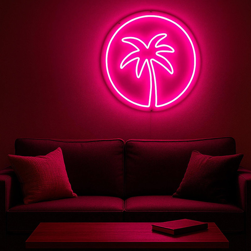 Enseigne néon palmier: décoration murale DEL tropicale - 16 po x 16 po