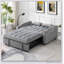 Canapé-lit futon moderne en velours avec lit gigogne, dossier inclinable réglable, coussins décoratifs et poches pour le salon, canapé-lit convertible 3-en-1-1554121185