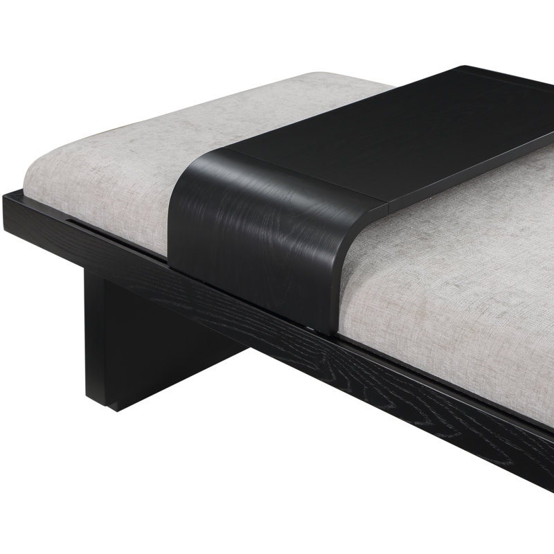 Arlington Bryaunna Chenille Fabric Upholstered Bench, Grey Chenille Fabric / Black Finish