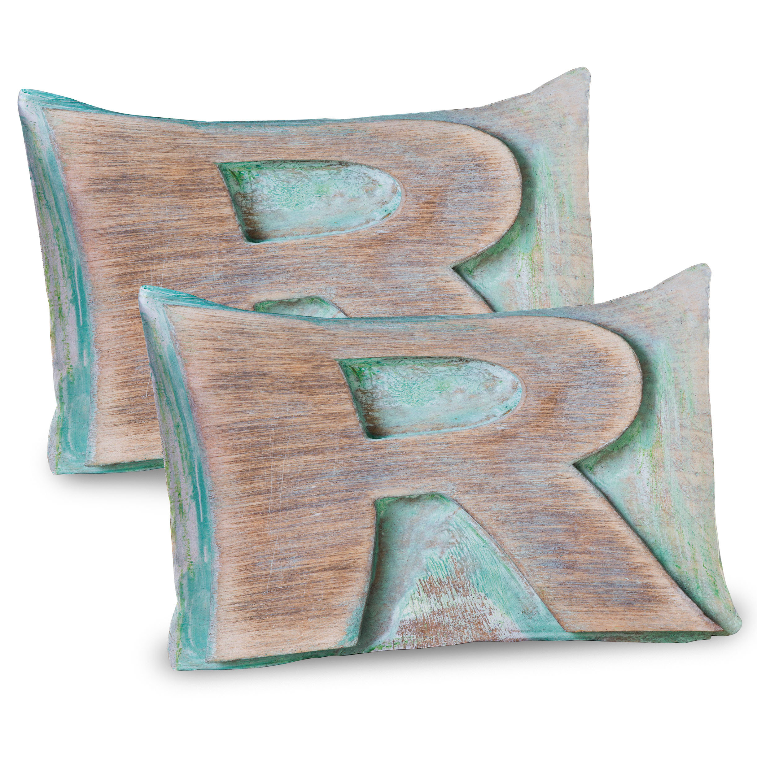 Ambesonne Letter R Pillow Sham 2 Pack Alphabet Letterpress R Mint Green ...