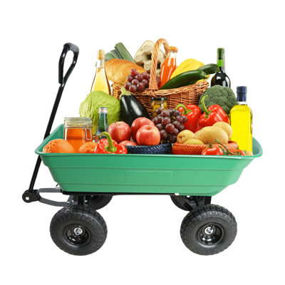 Camion à benne basculante pliable en poly avec cadre en acier, 10 pouces. Pneumatique, capacité de 300 livres, caisse de camion de 75 litres
