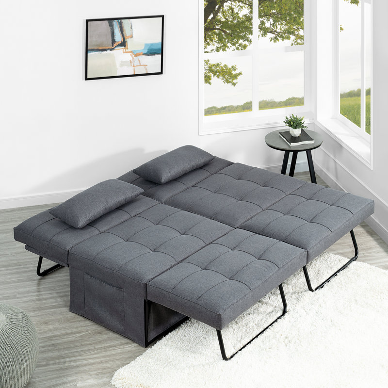 Gesko Convertible Ottoman, Large Ottoman Coffee Table, 4-in-1 sofa bed, Sleeper Chair Bed, Gray Linen
