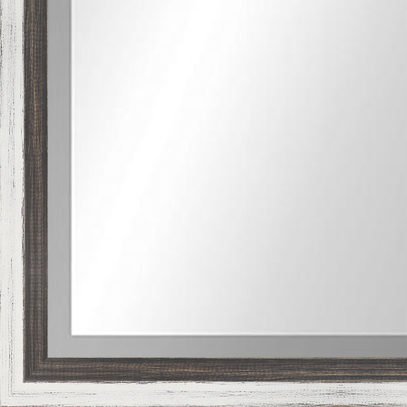 Country Colors II Solid Wood Rectangle Wall Mirror, White/Black, 44.5" x 34.5"