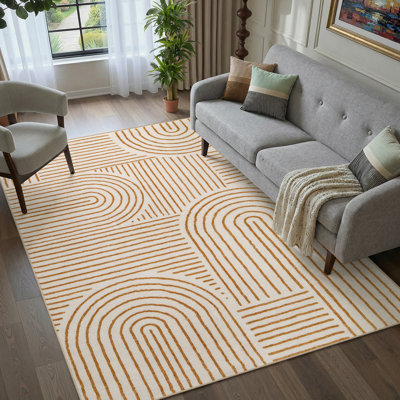 Celeta Abstract Rainbow Striped Area Rug - Colorful Modern Carpet for Living Room, Bedroom, or Office Decor