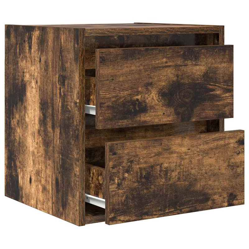 Wall-Mounted Bedside Cabinets 2 Pcs 38X34x40 Cm, Smoked Oak, 2