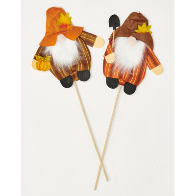 10" Fall Harvest Gnome Garden Stake, Set of 4