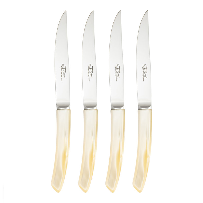 AU NAIN "LE THIERS PRINCE GASTRONOME" SET OF 4 STEAK KNIVES, JUNIPER HANDLE